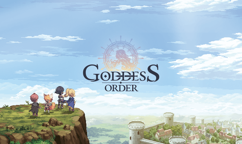 가디스오더 캐릭터가 언덕에서 바라보는 모습의 배경과 가디스오더 로고 이미지